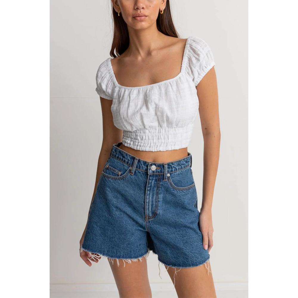 NEW RHYTHM. dylan cap sleeve top in white